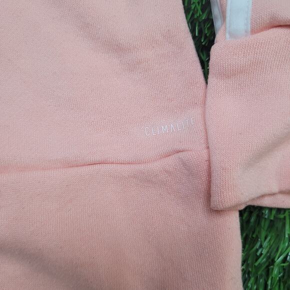 Adidas Classic 3-Stripe Crewneck Sweatshirt Womens Medium Peach Pink Logo - Picture 5 of 7